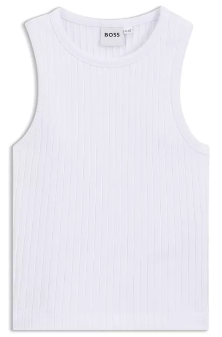 Camiseta de tirantes para niños en algodón elástico de canalé