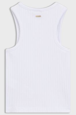 Camiseta de tirantes para ni&ntilde;os en algod&oacute;n el&aacute;stico de canal&eacute;, Blanco