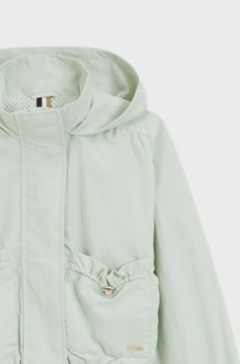 Kids' hooded jacket in crinkle fabric, Light Green