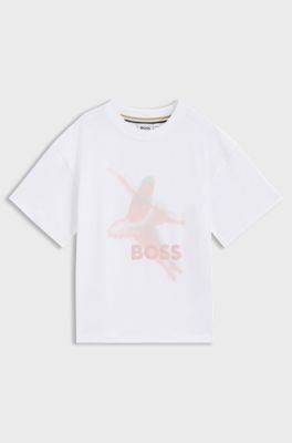 Kinder-T-shirt van stretchkatoen met vervaagde grafische danser, Wit