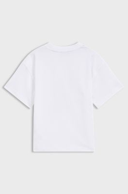 Kids' T-shirt in stretch cotton with blurred dancer graphic, White