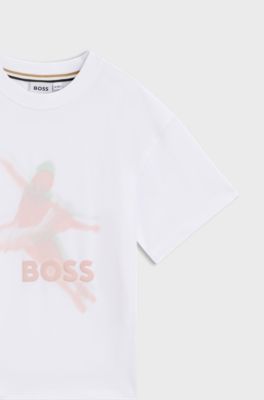 Kids' T-shirt in stretch cotton with blurred dancer graphic, White