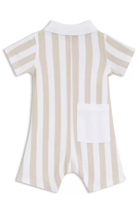 Combishort bébé en coton à rayures avec col polo