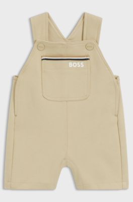 Katoenen tuinbroekje voor baby&rsquo;s met logoprint, Beige