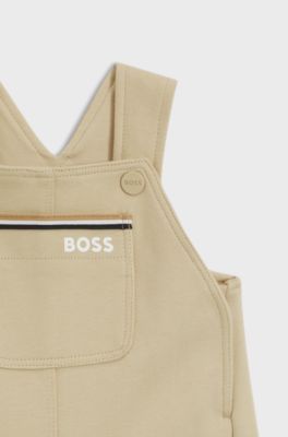 Katoenen tuinbroekje voor baby&rsquo;s met logoprint, Beige