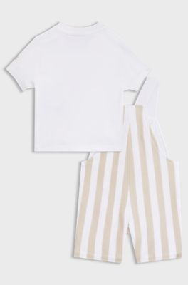 Tuinbroekje en T-shirt voor baby's in een cadeaubox, Beige