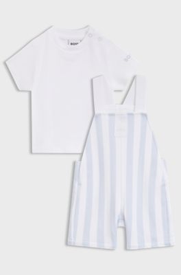Tuinbroekje en T-shirt voor baby's in een cadeaubox, Lichtblauw