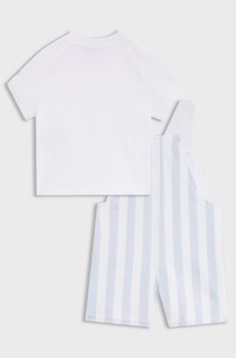 Tuinbroekje en T-shirt voor baby's in een cadeaubox, Lichtblauw