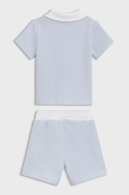 Polo en short voor baby&rsquo;s in een cadeaubox, Lichtblauw