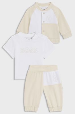 Ch&aacute;ndal de tres piezas para beb&eacute;s en caja de regalo, Beige claro
