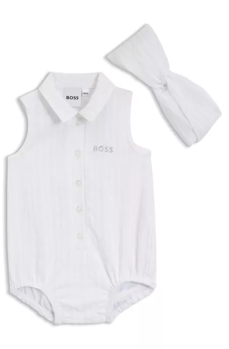 Baby-Body aus Seersucker-Gewebe mit passendem Haarband