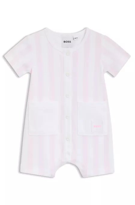 Combishort bébé en coton interlock à rayures