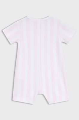 Baby playsuit in striped interlock cotton, light pink