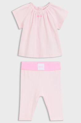 Set T-shirt e ghette in cotone elasticizzato per bambini, Rosa chiaro