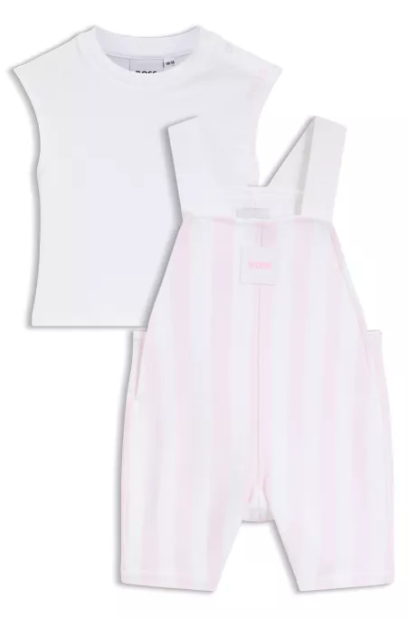 Geschenk-Set mit Latzhose und T-Shirt aus Baumwolle für Babys