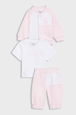 Joggingpak en T-shirt voor baby's in een cadeaubox, Lichtroze