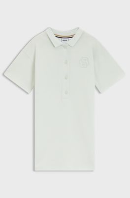 Vestito con collo a polo in piqu&eacute; di cotone elasticizzato per bambini, Calce
