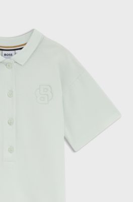 Vestito con collo a polo in piqu&eacute; di cotone elasticizzato per bambini, Calce