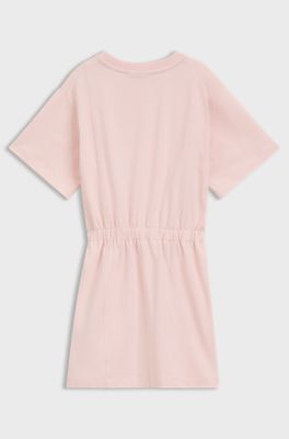 Kids' dress in stretch cotton with Double B monogram, light pink