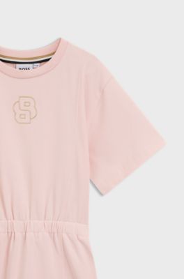 Kinderkleid aus Stretch-Baumwolle mit Double-B-Monogramm, Hellrosa