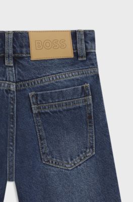 Kids' loose-fit shorts in blue cotton denim, Blue