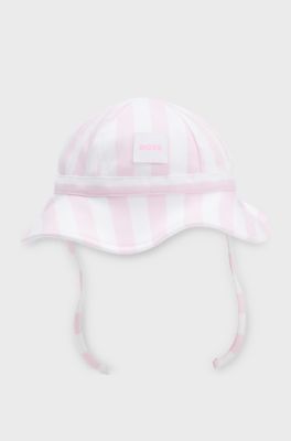 Baby hat in striped cotton jersey, White