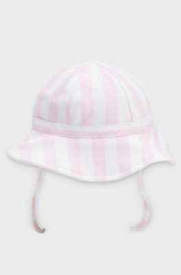 Baby hat in striped cotton jersey, White