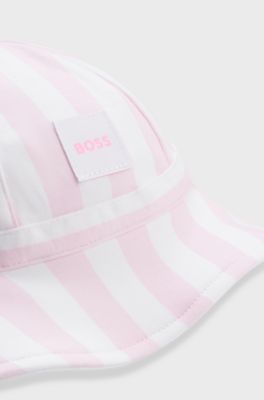 Baby hat in striped cotton jersey, White