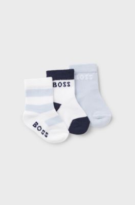 Three-pack of baby socks with logo details, White
