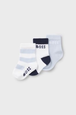 Three-pack of baby socks with logo details, White