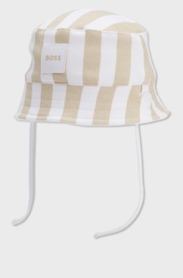 Baby reversible bucket hat in cotton, Beige