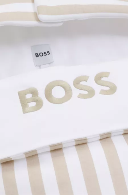 Babynest aus Baumwolle mit Streifen-Muster und Logo-Stickerei