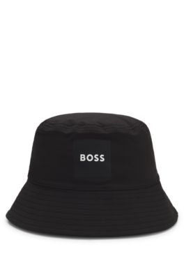 Kids' reversible bucket hat with logo prints, Black