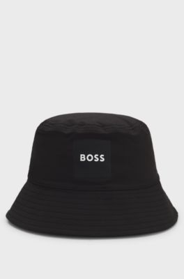 Cappello da pescatore reversibile per bambini con stampe del logo, Nero