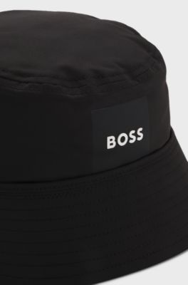 Cappello da pescatore reversibile per bambini con stampe del logo, Nero