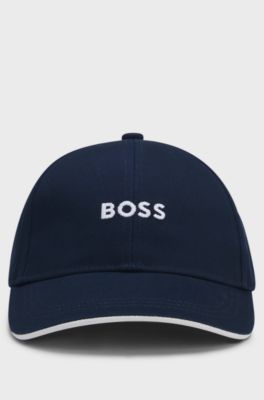 Kinderpet van katoenen twill met logostiksel, Donkerblauw