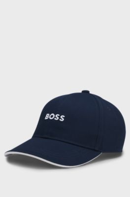 Kinderpet van katoenen twill met logostiksel, Donkerblauw