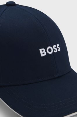 Cappellino bambini in twill di cotone con logo ricamato, Blu scuro