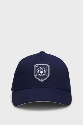 Cappellino bambini con stampa a tema calcistico, Blu scuro
