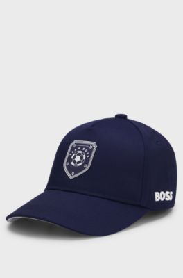 Cappellino bambini con stampa a tema calcistico, Blu scuro