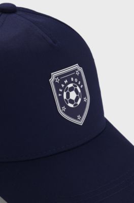 Cappellino bambini con stampa a tema calcistico, Blu scuro