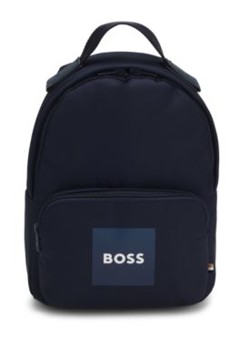 Kids' canvas backpack with logo print, Dark Blue