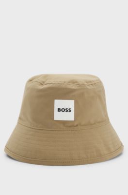 Omkeerbare vissershoed voor kinderen met logodetails, Bruin