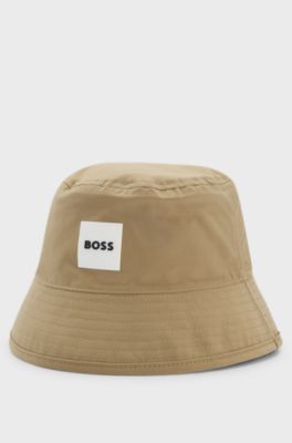 Omkeerbare vissershoed voor kinderen met logodetails, Bruin