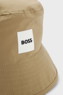 Kids' reversible bucket hat with logo details, Brown