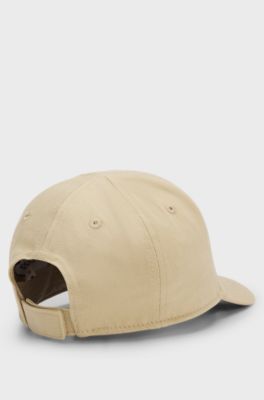 Kinderpet van katoenen twill met logostiksel, Beige