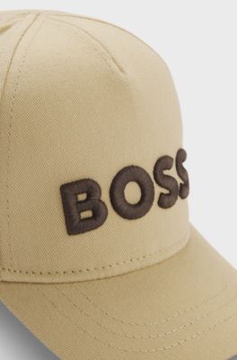 Kinderpet van katoenen twill met logostiksel, Beige