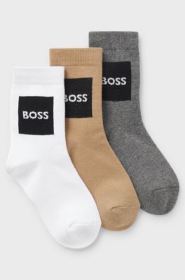 Paquete de tres pares de calcetines para ni&ntilde;os de algod&oacute;n con logos, Variado