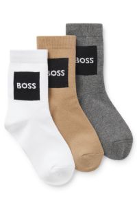 Lot de trois paires de chaussettes enfant &agrave; logo en coton m&eacute;lang&eacute;, Diff&eacute;rentes couleurs