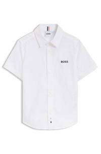 Kids' shirt in Oxford cotton with embroidered logo, White